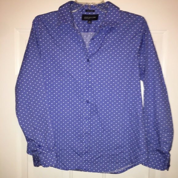 JONES NEW YORK SIGNATURE PETITES Tops - JONES NEW YORK SIGNATURE PETITE POLKADOT BLOUSE
